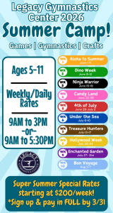 Legacy Gymnastics Summer Camp Special Offer