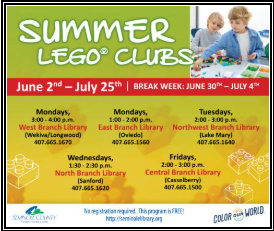 Seminole County Library Summer Lego Club