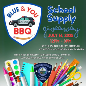 Sanford Police Blue and You BBQ School Supply Giveaway