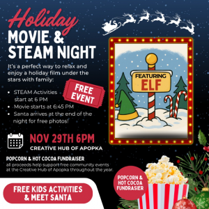 Creative Hub of Apopka Holiday Movie and Steam Night