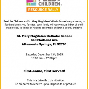 St. Mary Magdalen Catholic School Feed the Children