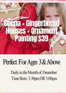 Mommy and Me Gingerbread House and Ornament Painting at Healing Mama Studios