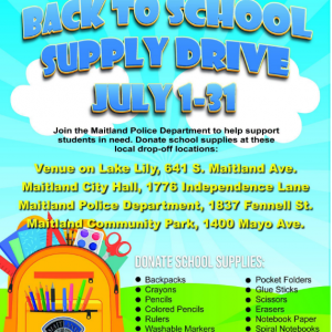 Maitland Police Department Back to School Supply Drive