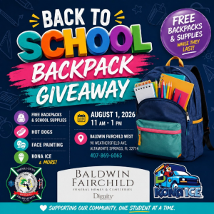 Baldwin Fairchild Funeral Home Back to School Backpack Giveaway